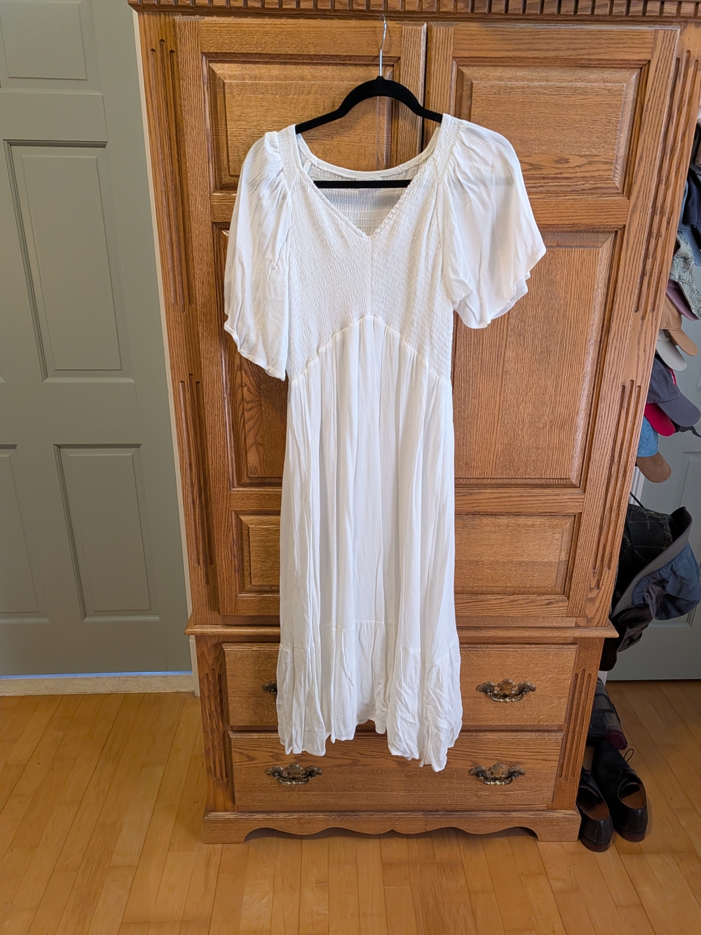 In Bloom White Flutter Sleeve Maxi Dress